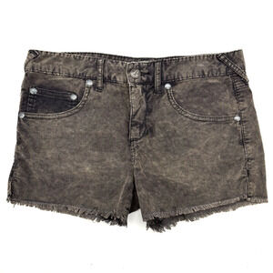Free People Brown Acid Wash Corduroy Mid Rise Raw Hem Shorts 26 Fits 30x3"